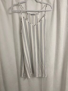 Cotton On White Dress with Black Vertical Stripes